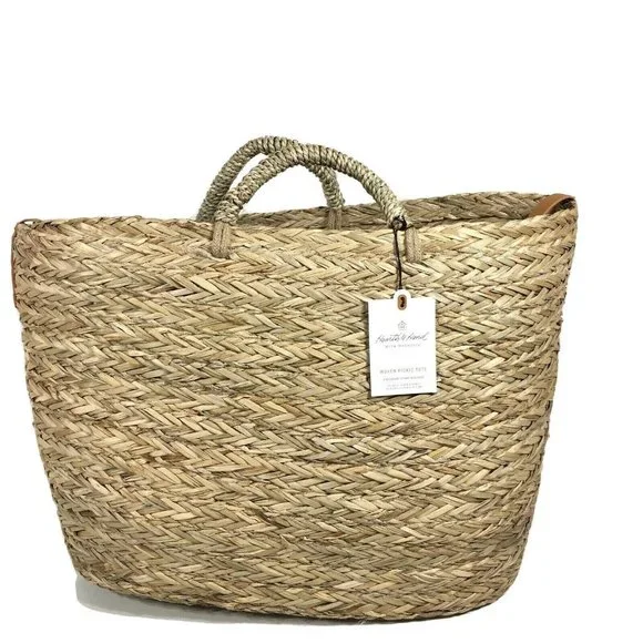 Hearth Hand With Magnolia Natural Grass Woven Tote Bag 14 X 20”
